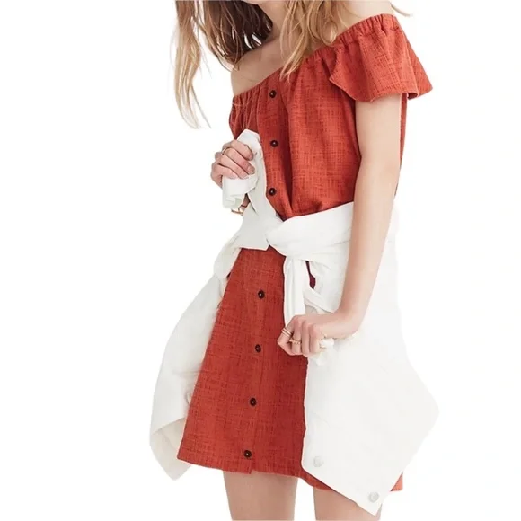 MADEWELL | Casual Off Shoulder Mini Dress size medium - Picture 3 of 8